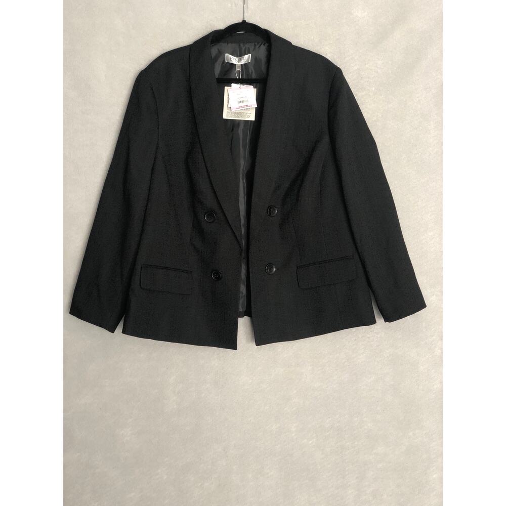 Kasper Faux-Double Breasted Jacket Women's 22W Shawl Lapel Black NEW